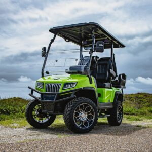 2024 evo maverick 2+2 lithium powered golf car – lime green
